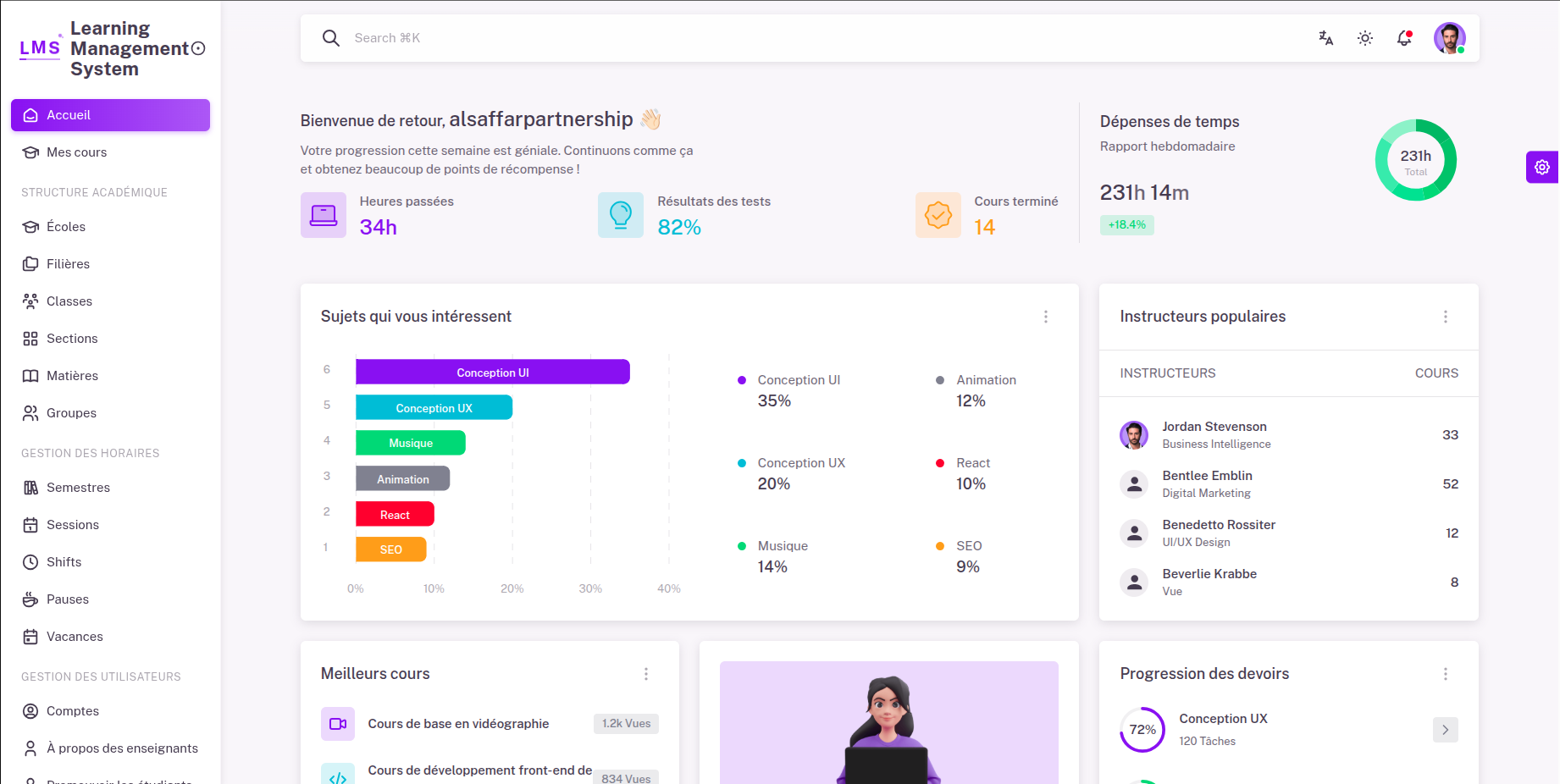LMS dashboard preview